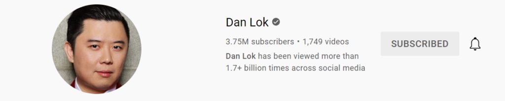 Dan Lok's YouTube personal brand.