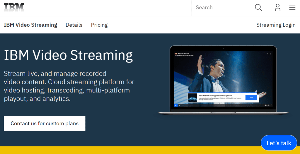 IBM Video Streaming home page