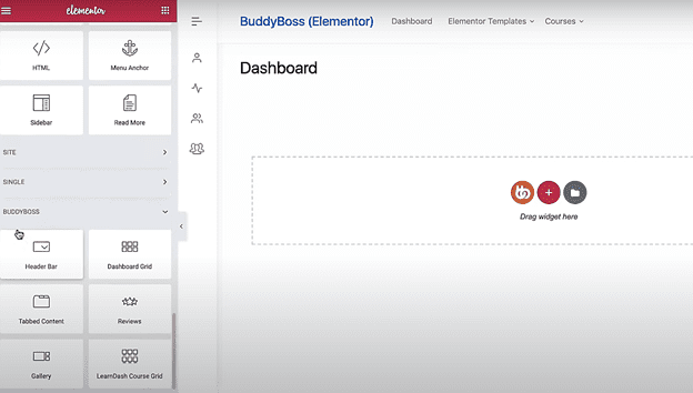 BuddyBoss Dashboard page