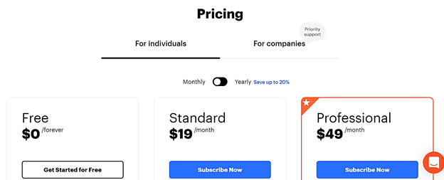 Restream Pricing plans page