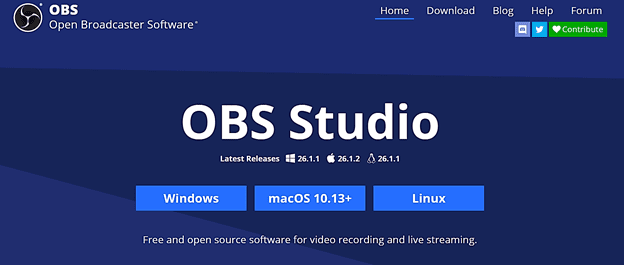 OBS Studio Home page