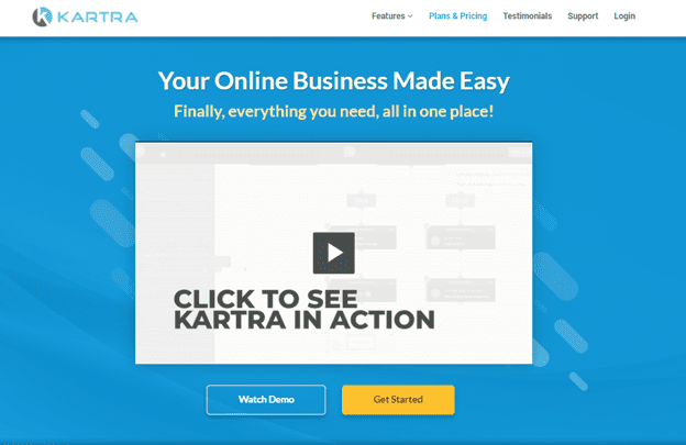 Kartra plan and pricing page