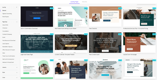 LeadPage page templates