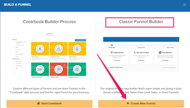 Classic Funnel Builder page on ClickFunnels
