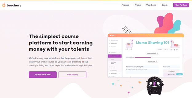 Teachery homepage - The simplest course platform