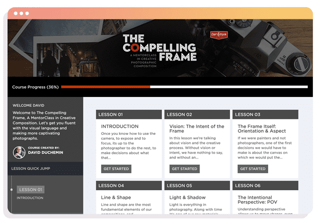 The Compelling Frame - a course page created with Teachery