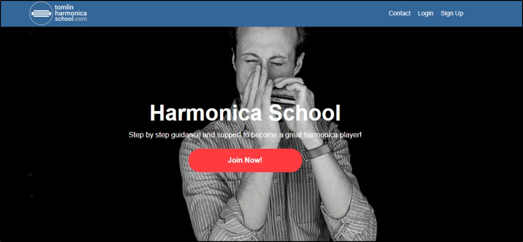 Teachable Membership Site Example #3: Harmonica School home page