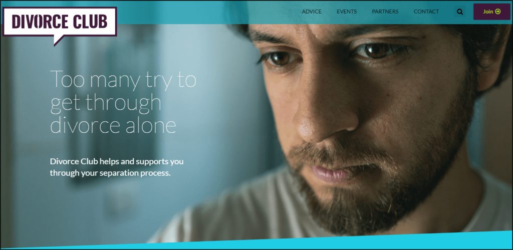 Divorce Club home page "Too many try to get through divorce alone"