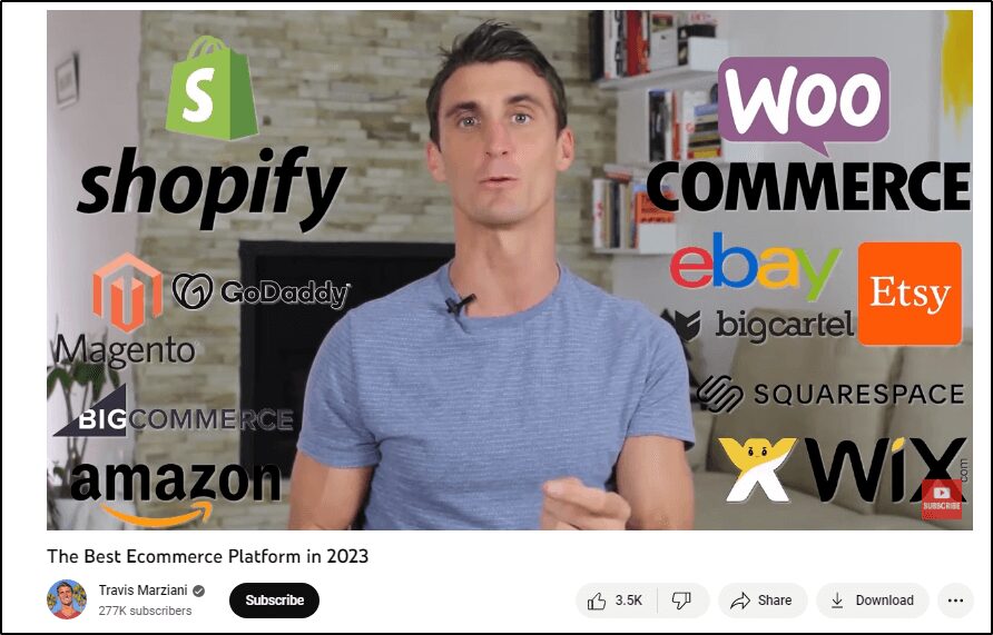 video of Travis Marziani reviewing different eCommerce platforms 
