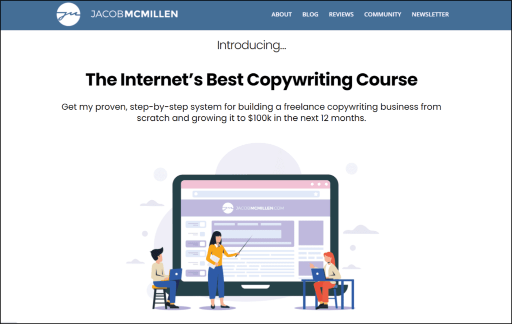 Jacob McMillen Landing Page with Introducing...The Internet's Best Copywriting Course