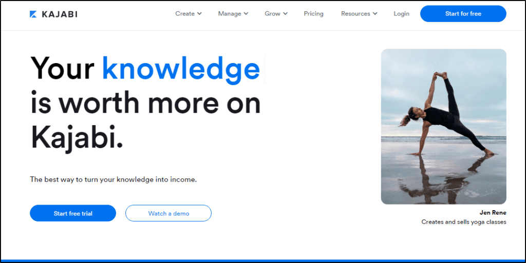 Kajabi membership home page: Your knowledge is worth more on Kajabi