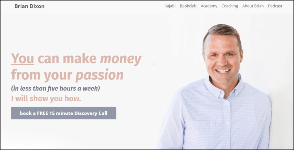 Kajabi Membership Site Example #3: Brian Dixon Academy home page