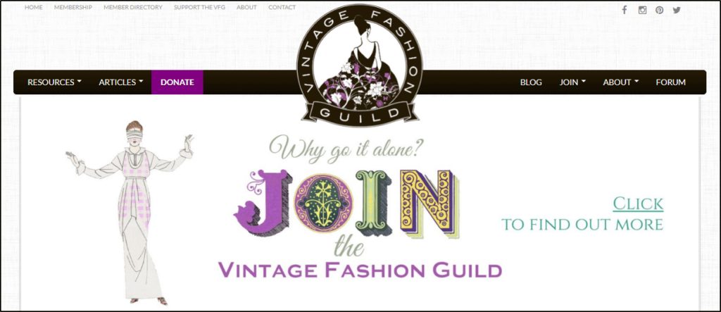Vintage Fashion Guild home page