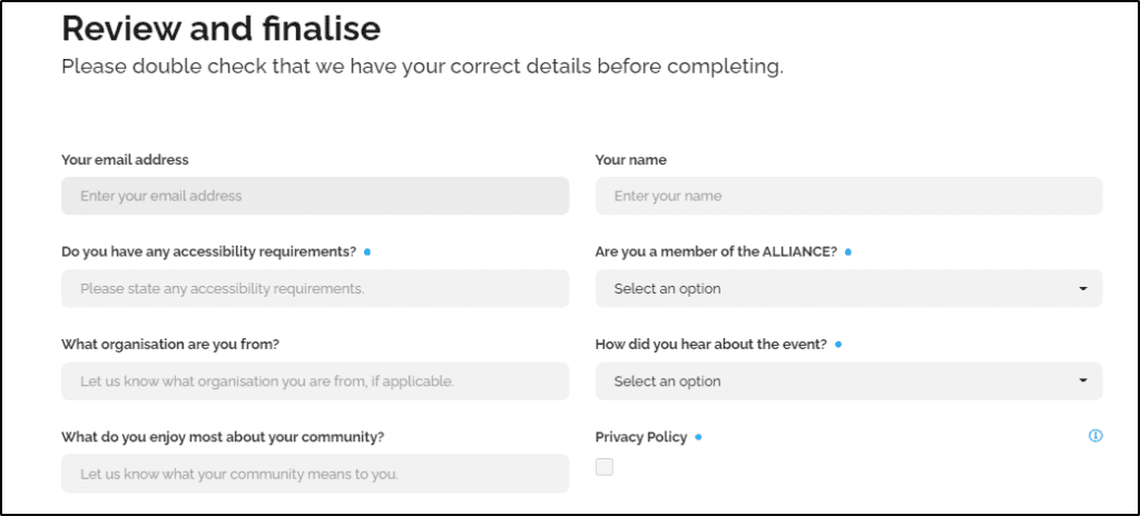 Registration flow builder: "Review and finalize"