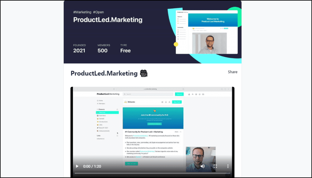 Product-Led Marketing community home page