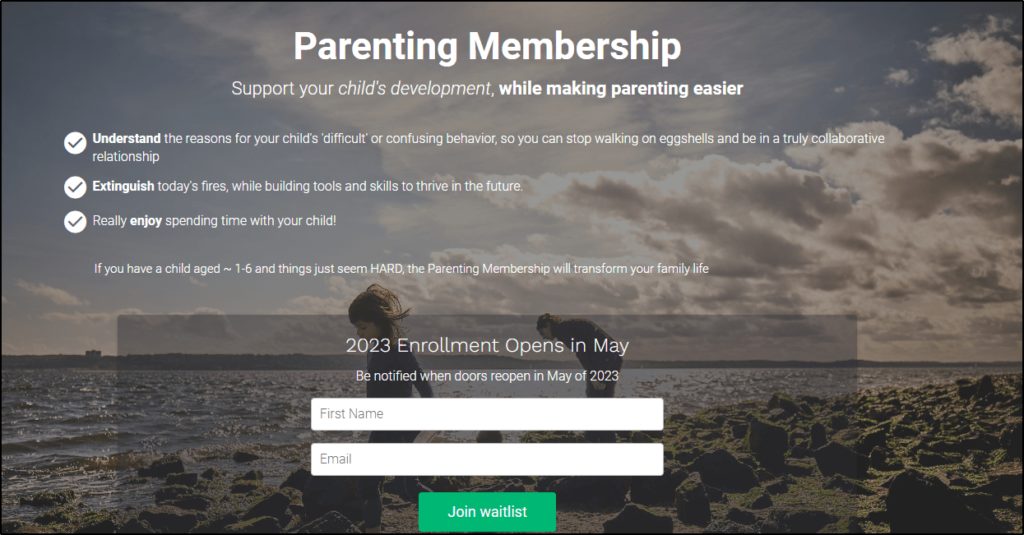 Young Parenting Mojo home page - "Parenting membership"