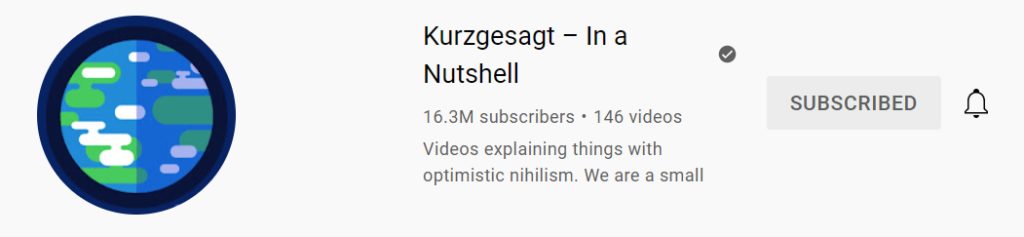 Screenshot of Kurzgesagt's YouTube header