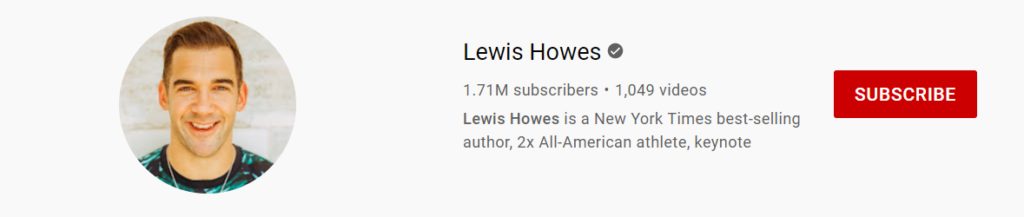 Screenshot of Lewis Howe's YouTube header
