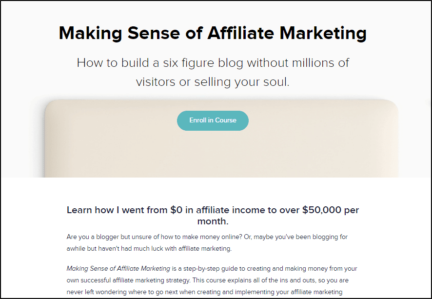 Making Sense Of Affiliate Marketing course page