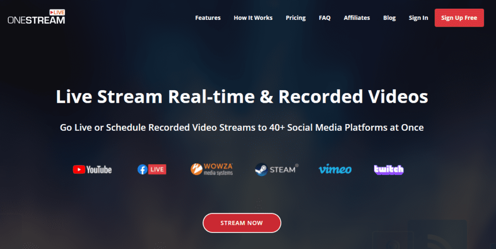 OneStream live streaming software homepage