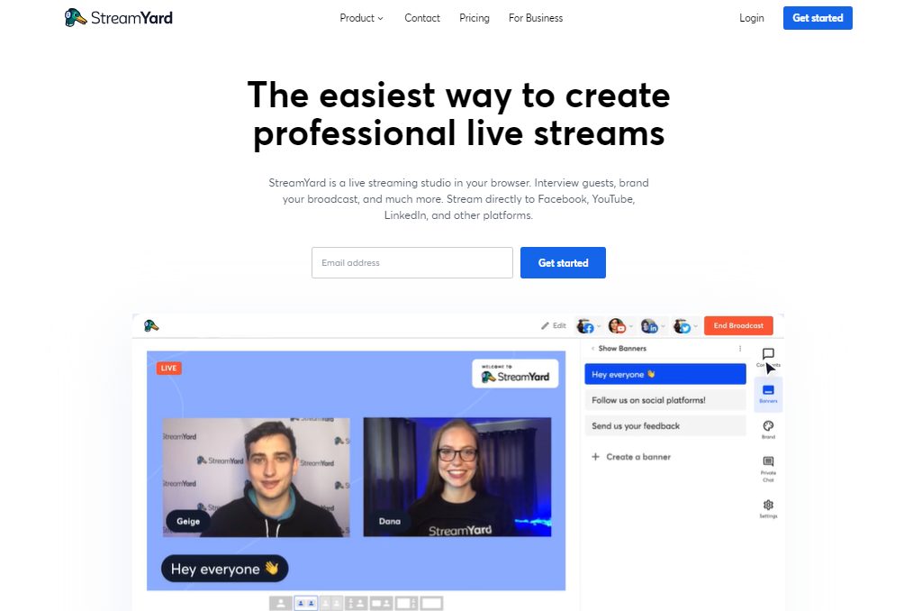 StreamYard, another top-rated live streaming platforms pick