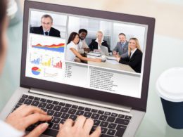 Close-up Of Business Video Conferencing On Laptop for Zoom alternatives concept