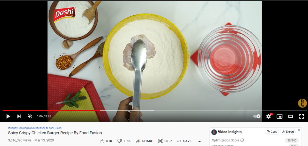 Screenshot of a recipe YouTube video