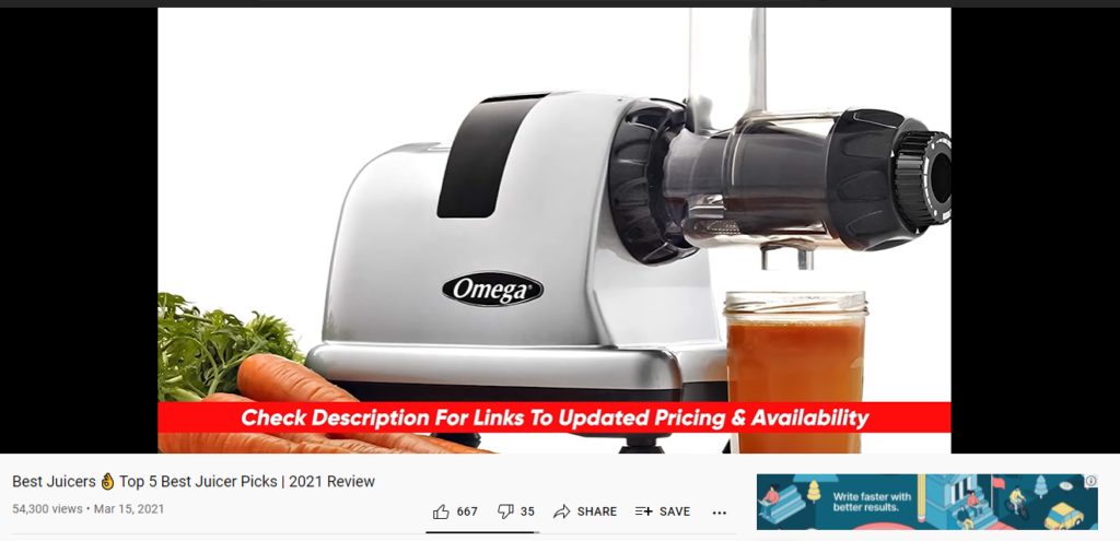 Example of  recommend the best juicers than can be shown to an audience from Amazon.